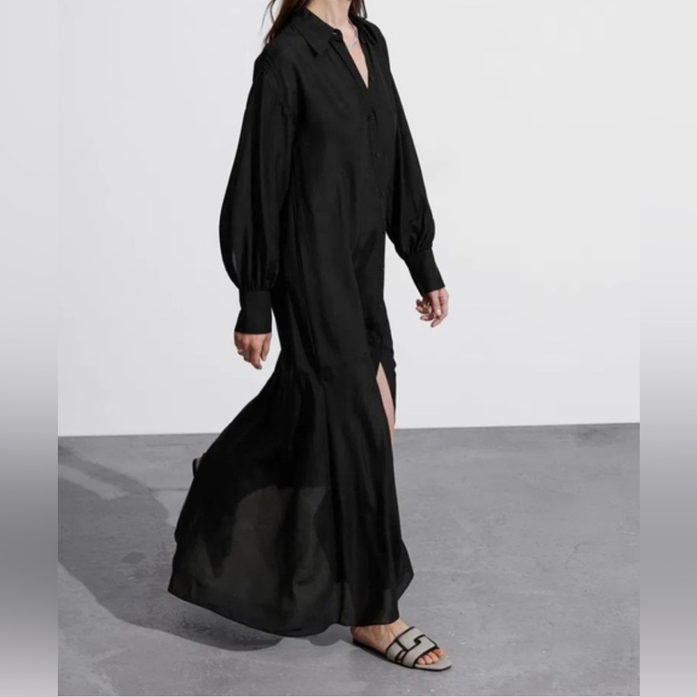 & Other Stories Airy Black Long Sleeve Dress